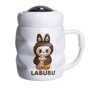 Чашка порцелянова з кришкою Labubu 400 (мл) Білий з темно-коричневим FM-54C