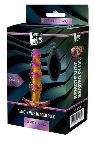 Анальна пробка вібраційна скляна Dream Toys GLAMOUR GLASS — 10 режимів, пульт, IPX7, USB-заряджання | Зображення 8