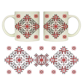 3719 Чашка 325мл Вишиванка мілкий хрестик  циліндр + подар. коробка  Kvarta (9шт/уп)