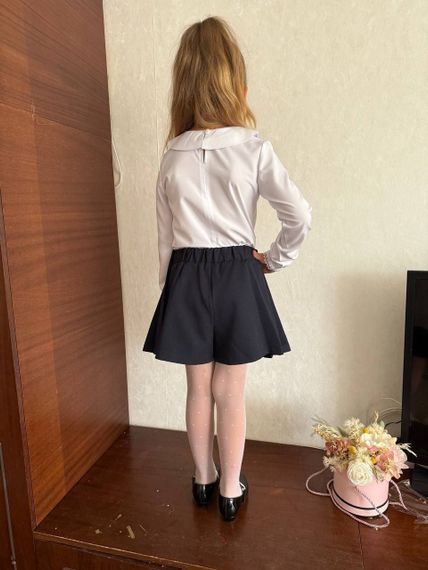 Дитяча шкільна спідниця-шорти на дівчинку в складку колір чорний розмір 122, SBR560 | Зображення 5