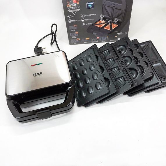 Мультимейкер RAF R.552 – 7 в 1: вафельниця, гриль, сендвічниця, пончики, горіхи, кекси, печиво, 800 Вт | Зображення 4