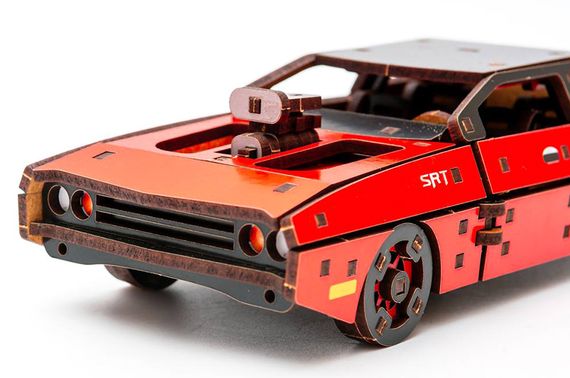 Конструктор Puz-62520 "Fast Furious" дерев'яний, 125 дет., червоний колір, розмір моделі 21х8х5 см PuzzleOk | Зображення 2