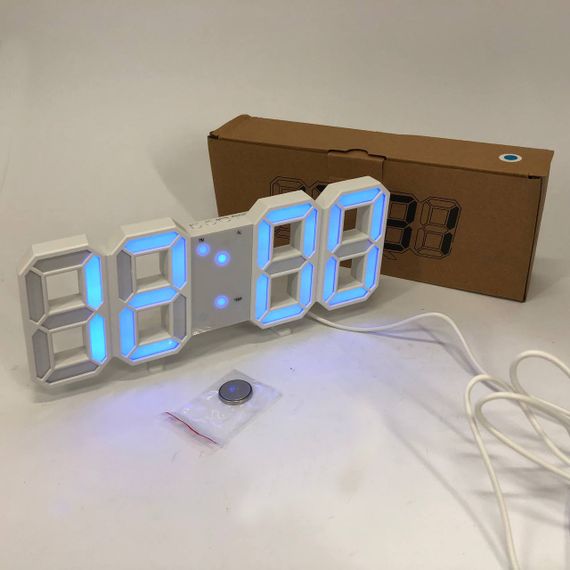 Годинник настільний LY-1089 з білим підсвічуванням LED синій, Годинник настільний професійний електронний | Зображення 4