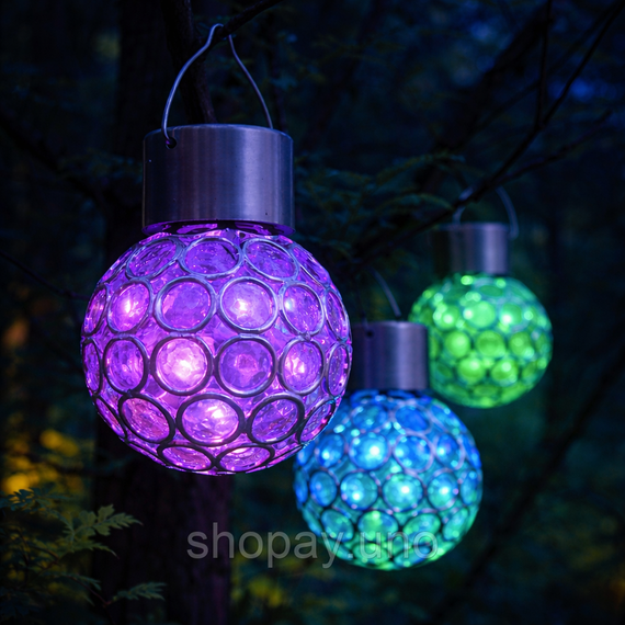 Садовый кристаллический светильник / Уличный солнечный фонарь garden light / Светильник с солнечной панелью | Зображення 2