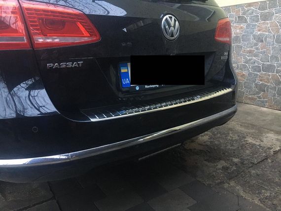 Накладка на задній бампер OmsaLine Глянець (SW, нерж) для Volkswagen Passat B7 2012-2015рр | Зображення 1