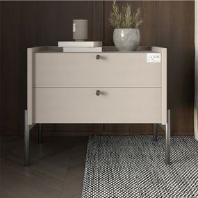 Тумба приліжкова LION Wood з двома шухлядами Кашемір (чорні ножки) (LION-041356)