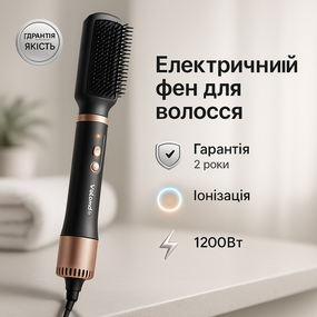 Фен-щетка с насадкой для укладки ViLgrand VHD-1225BR 1200Вт, Расческа-брашинг для объема волос BG-20