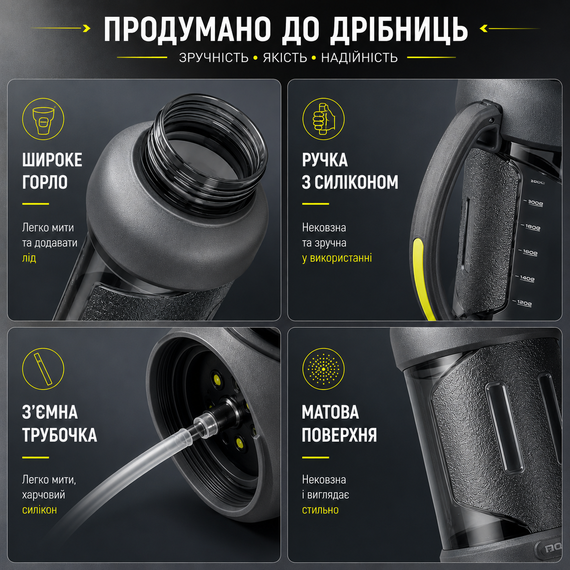 Спортивная бутылка TKK (2000 мл) - Серый матовый Tritan BPA-free, с эргономичной ручкой и клапаном | Зображення 5