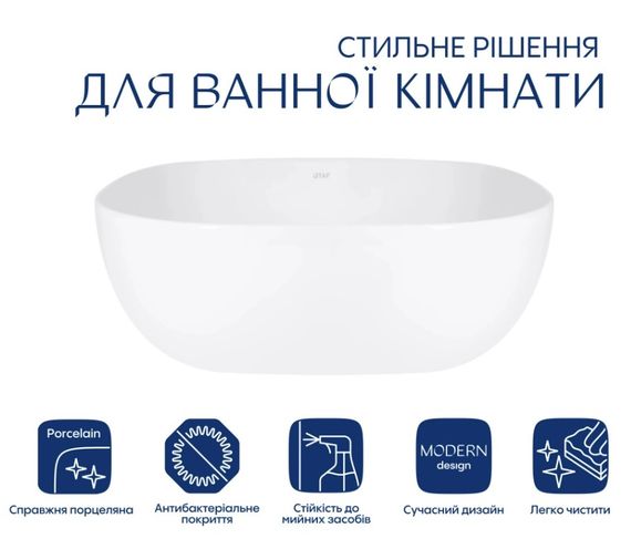 Раковина Qtap Kolibri 400х400х140 мм, White, квадратна, без донного клапана QT10116303W | Зображення 4