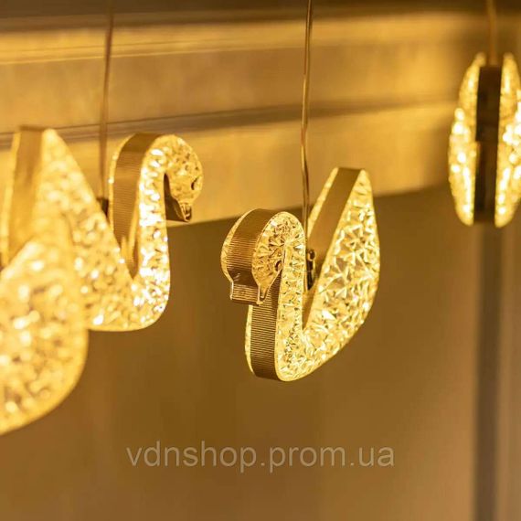 Гірлянда штора з фігурками Сваровскі 3 метри 6 ламп тепле жовте світло 6L3MSWA | Зображення 5