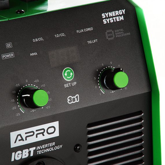 Сварочный полуавтомат инверторный APRO MIG-200, 20-200А, ел.5мм, пр.0.8-1мм 5кг 2.5+1.5+3м | Зображення 8