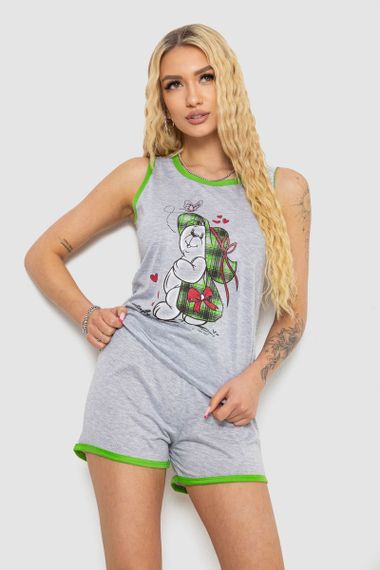 Пижама женская с принтом  -уценка, цвет серо-салатовый, 238RB40-U-6