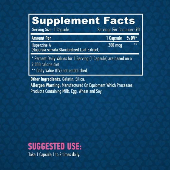 Гуперзин Haya Labs Huperzine A 98% Extract 200mcg 90 Caps | Зображення 1