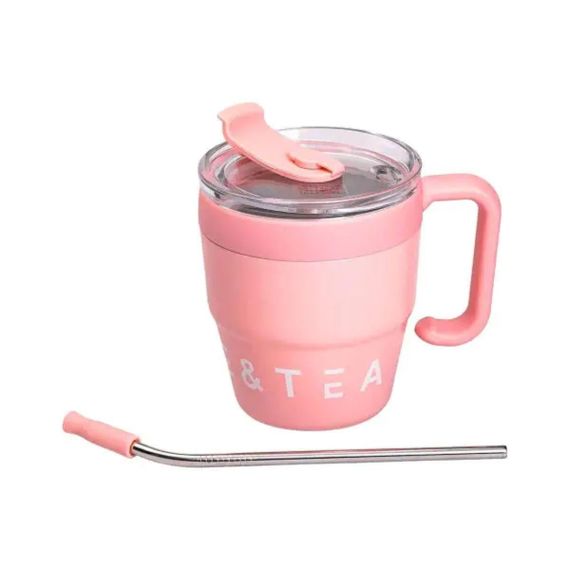 Термокружка Coffee & Tea с трубочкой розовая HP-14-23P | Зображення 2