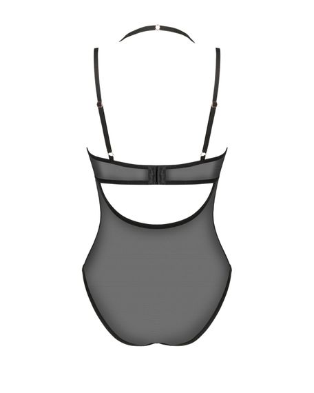 Прозрачное боди Obsessive Selinne teddy XS/S Black, мелкая сетка, двойные бретели | Зображення 3