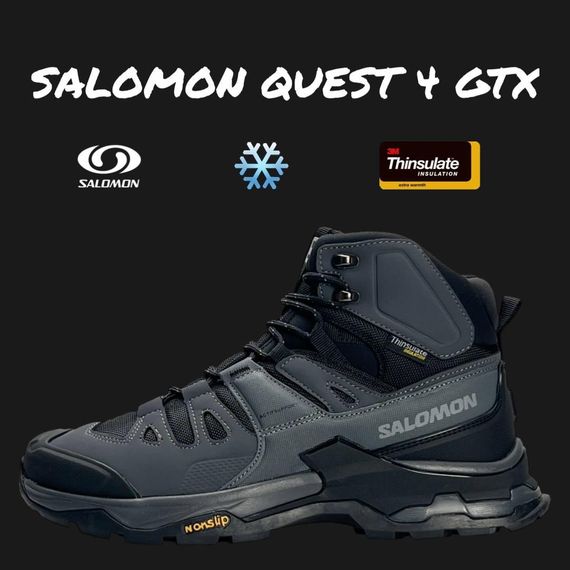 Мужские зимние кроссовки  Salomon Quest 4 GTX Grey Black  Fur , Вьетнам 46 29- 29.5 см | Зображення 2