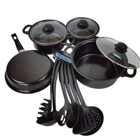 Набор посуды + кухонные принадлежности 13 предметов  Cookware Set Черный