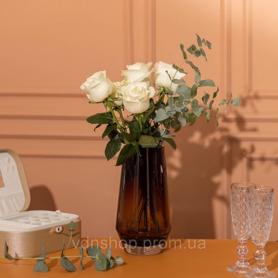 Ваза для цветов стеклянная 26 см стеклянная из цветного стекла 2.2 л Коричневая HP-10-27 | Зображення 2