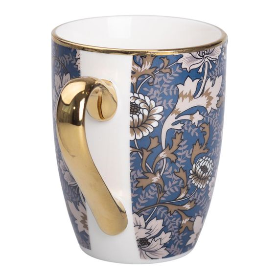 Фарфоровая чашка 400 мл с золотым ободком и золотой ручкой RX-N240665BLW | Зображення 1