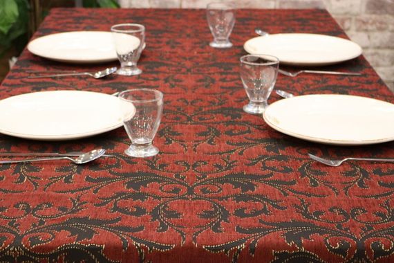 Скатертина шенілова Kayra Verona 160×285 см Червоний | Зображення 2