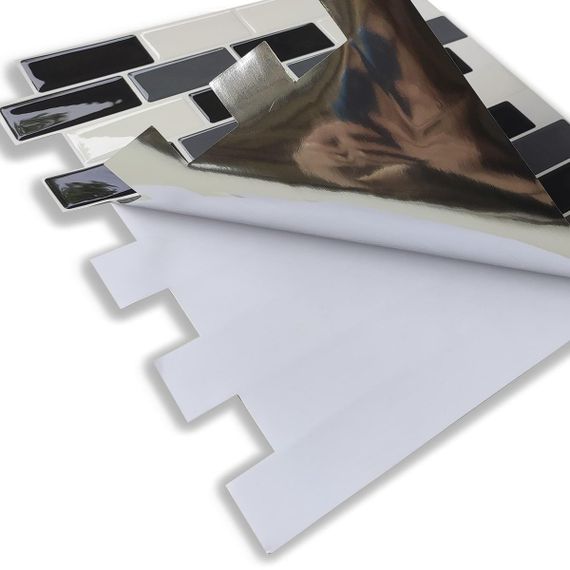 Самоклеюча поліуретанова плитка чорна сіра молочна цегла 305х305х1мм  (D) SW-00001329 | Зображення 3