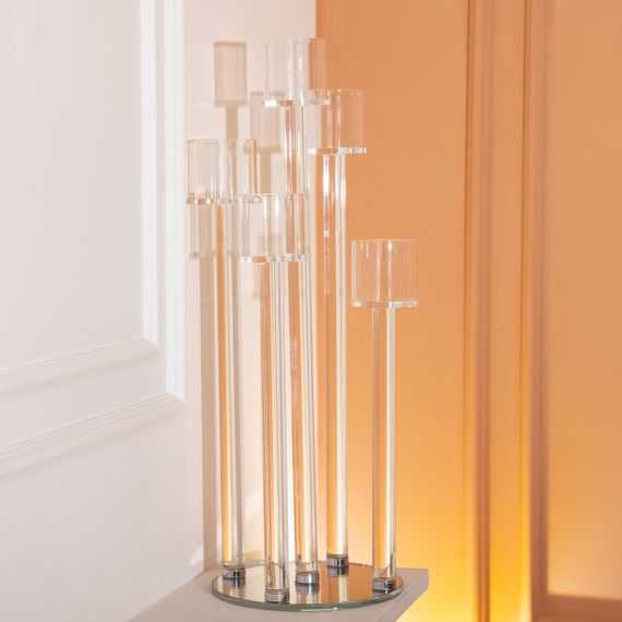 Подсвечник стеклянный на 5 свечей 20×56.5 см подсвечник декоративный прозрачный на ножке HP-4-16 | Зображення 3