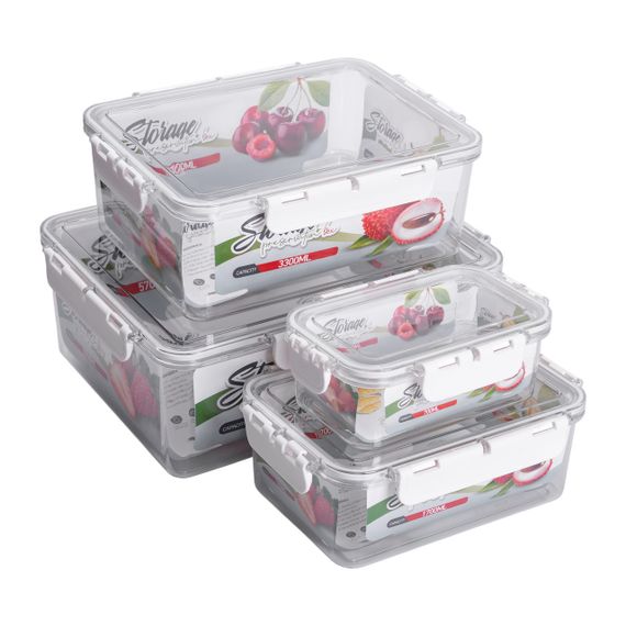 Набір контейнерів для їжі 0.7/1.7/3.3/5.7 л 4 шт з кришками на засувках HP-27-5 | Зображення 2