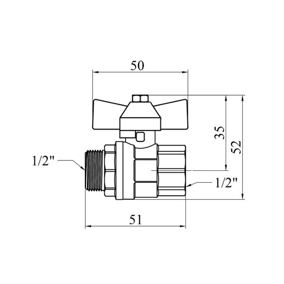 Кран кульовий Valves 1/2" ВЗ PN30 синій метелик | Зображення 1