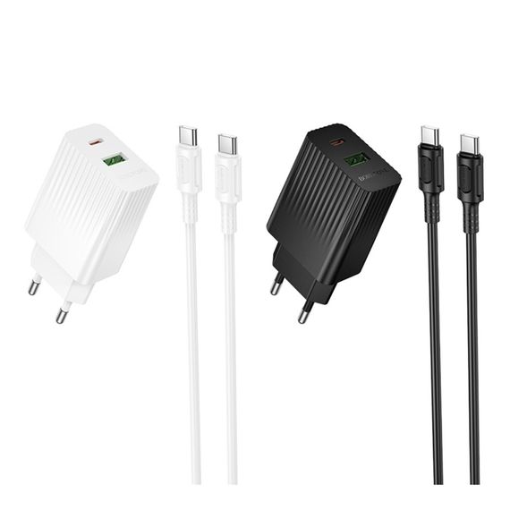 Сетевое Зарядное Устройство Borofone BAS76A 1USB-C/1USB PD/QC 30W+Type-C to Type-C