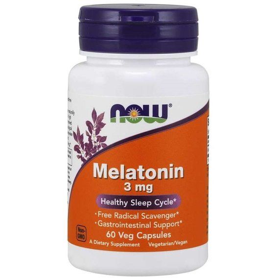 Мелатонін для сну NOW Foods Melatonin 3 mg 60 Veg Caps NF3255