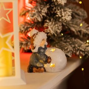 Новорічна фігурка з підсвіткою Дівчинка зі сніговою кулею з фарфори 11×7×12 (см) новорічний декор для дому на подарунок CR-5-12