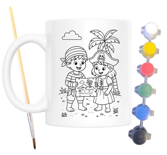Набір для творчості кружка розмальовка Острів скарбів 330 мл біла (КР0145) | Зображення 1