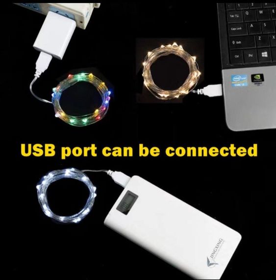 Гирлянда светодиодная Нить USB 20 метров 200LED цвет белый (может работать от повербанка) | Зображення 6