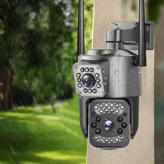 Вулична IP камера 4Мп, з датчиком руху, SC03 V380pro, під сім карту 4G / Поворотна камера відеоспостереження з 2 об'єктивами | Зображення 1