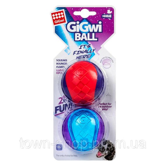 Игрушка для собак Два мяча с пищалкой GiGwi Ball, TPR резина, 6 см | Зображення 1