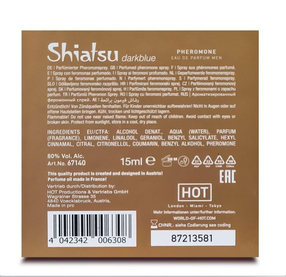 Духи з феромонами чоловічі SHIATSU Pheromone Fragrance men darkblue, 15 мл Sex Aura | Зображення 5