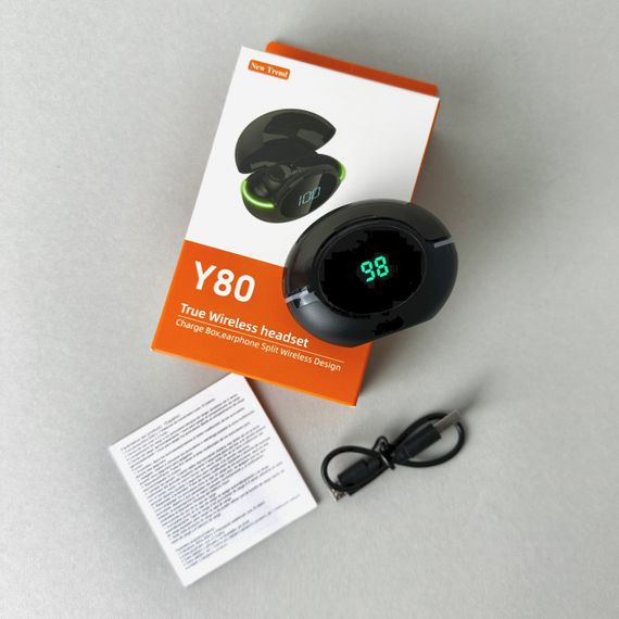 Бездротові навушники Y80 series, EarBuds, Smart Case (Чорні) | Зображення 1