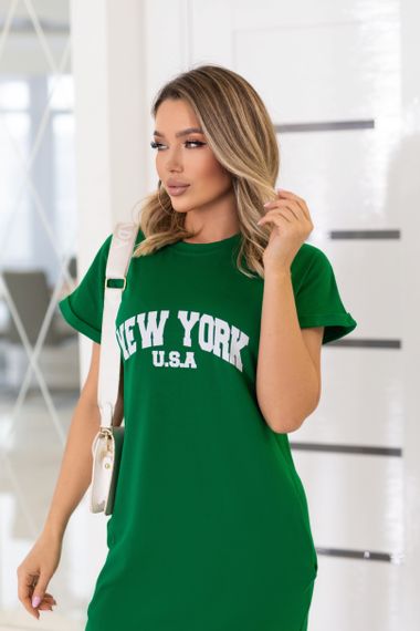 Женское летнее платье-футболка спортивное New York GF7455 цвет зеленый, размер 42/44 | Зображення 1