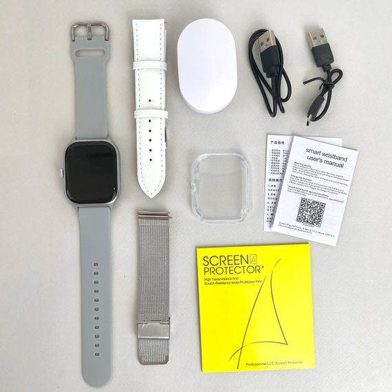 Комплект WK76 - Smart Watch / Навушники Air Dots / 3 ремінці / Захисний чохол та плівка (Сірий) | Зображення 6