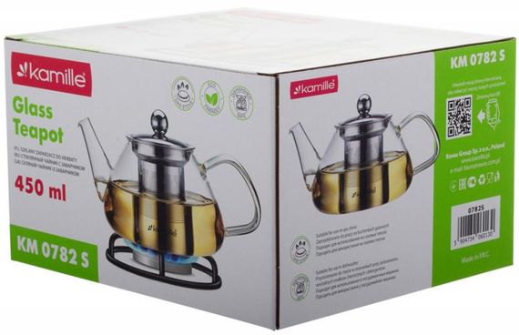 Чайник скляний заварювальний Kamille 450мл зі знімним ситечком (0782s) | Зображення 6