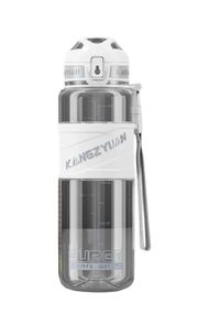 Спортивная бутылка KANGZYUAN 1000 мл (1 л) - Белая Tritan BPA-free, ударопрочная эко-бутылка с фильтром и ремешком