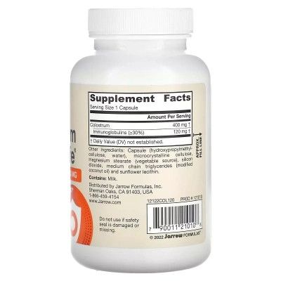 Витаминно-минеральный комплекс Jarrow Formulas Молозиво, 400 мг, Colostrum Prime Life, 120 вегетерианских | Зображення 1