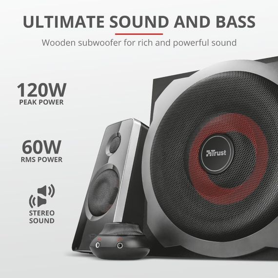 Акустическая система (Колонки) Trust 2.1 GXT 38 Tytan Ultimate Bass Speaker Set BLACK 19023_TRUST | Зображення 4