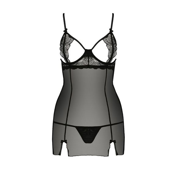 Прозора сорочка приталена QUENTRIS CHEMISE black S/M - Passion Exclusive, трусики | Зображення 4