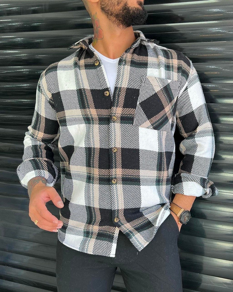 Тепла сорочка Ріо біло-чорний S | Зображення 1