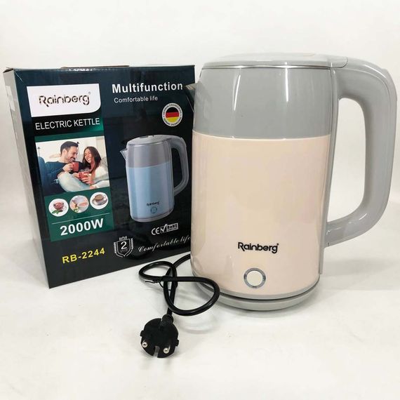 Электрочайник дисковый Rainberg RB-2244 2000 Вт 2л, стильный электрический чайник. WU-672 Цвет: розовый | Зображення 2