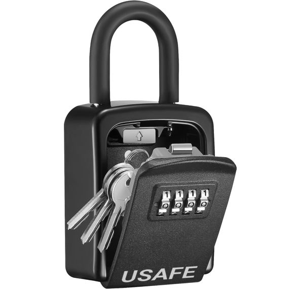 Підвісний металевий міні сейф для ключів uSafe KS-05s, з гачком і паролем, Чорний | Зображення 2