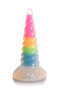 Фентезійний фалоімітатор Creature Cocks Luminescent Rainbow Silicone Dildo, світиться в темряві, 19,6 см sexstyle
