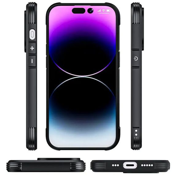 TPU+PC чохол Defense Clear with MagSafe для Apple iPhone 15 (6.1") Чорний | Зображення 1