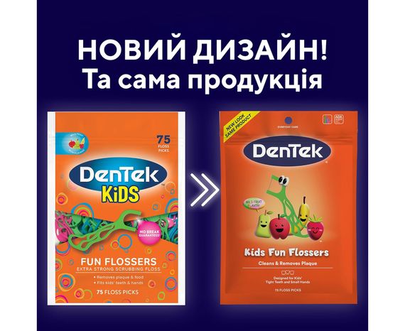 Дитячі флоси з тримачами DenTek Fun Flossers, 90 шт. | Зображення 1